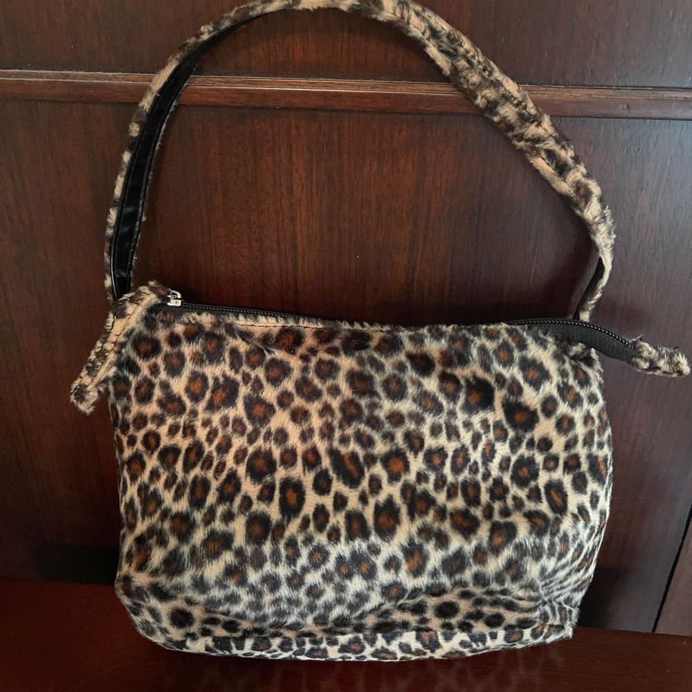 Small Faux Fur Leopard Clutch